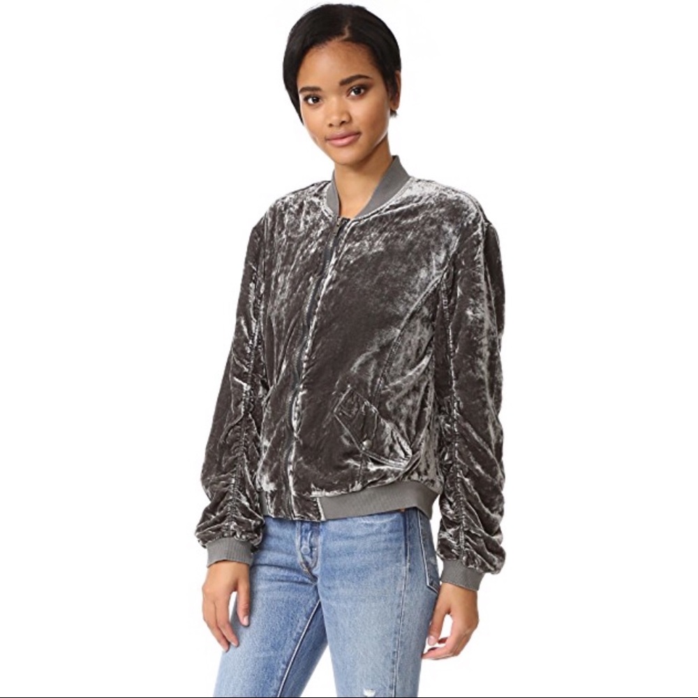 FREE PEOPLE VELVET BOMBER JACKET
